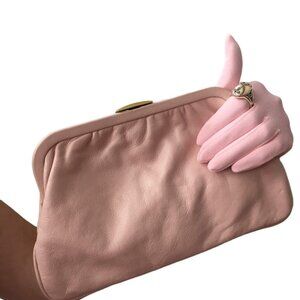 Pink Leather Clutch Bag Vintage Accessories